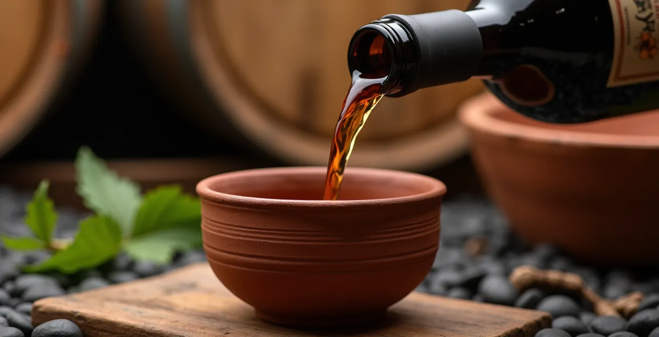 Traditioneller kanarischer Landwein in rustikalem Ambiente serviert