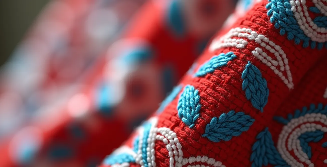 Detailaufnahme traditioneller kanarischer Tracht mit gestickten Mustern