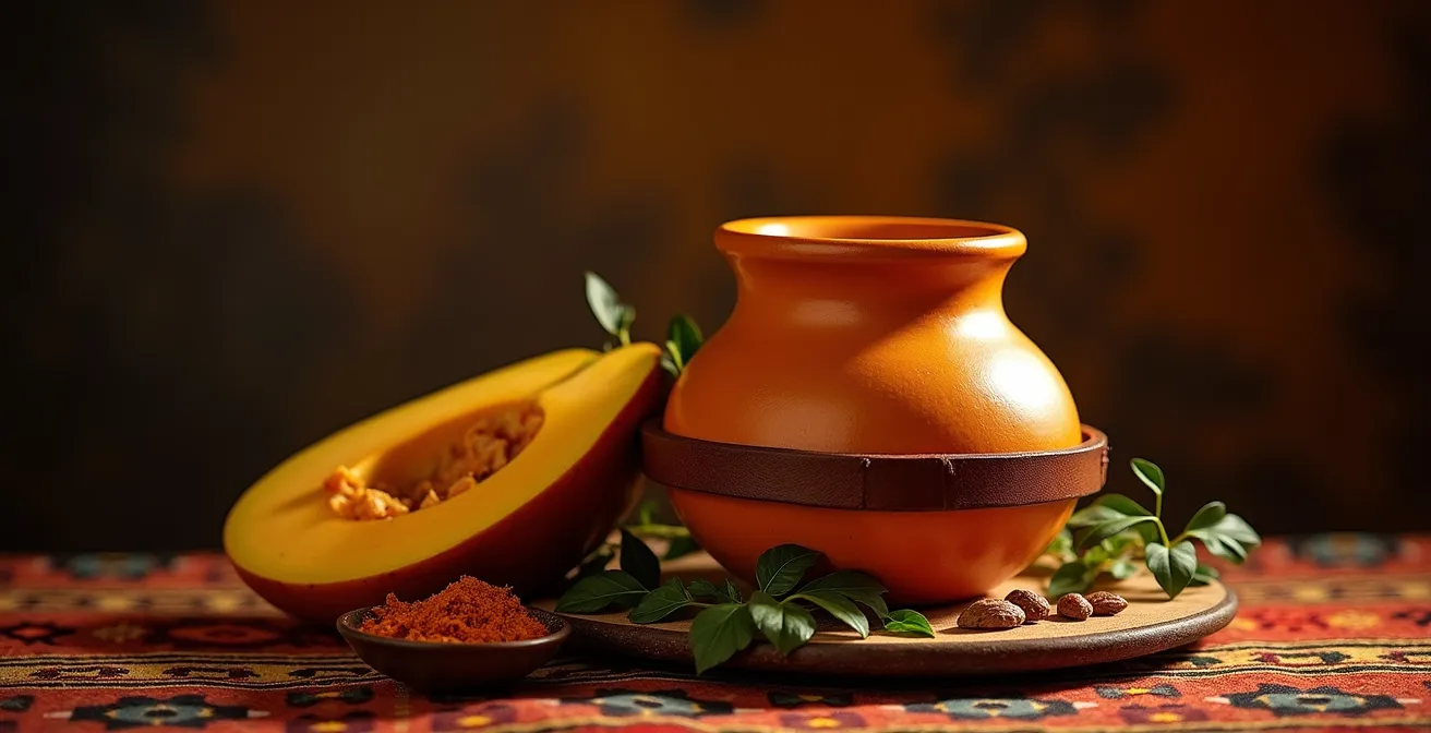 Traditioneller Romería-Becher aus Kalebasse mit Lederhalter