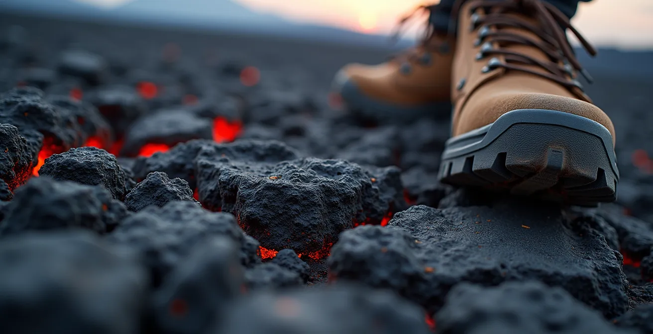 Scharfkantiger vulkanischer Boden im Timanfaya